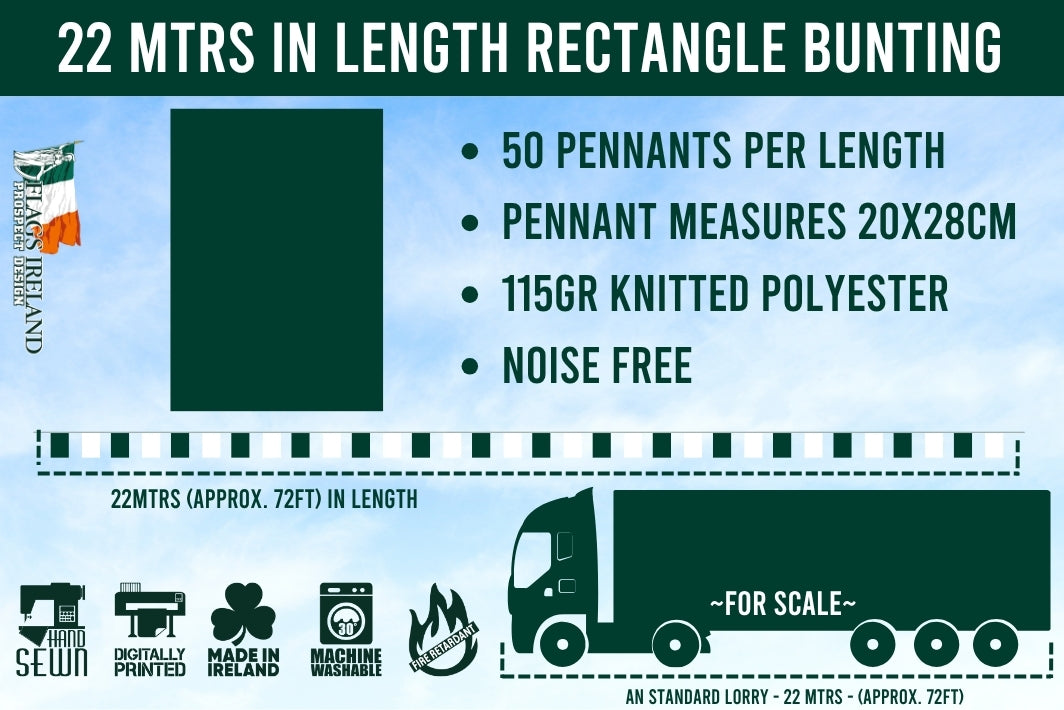 22 mtrs in length rectangle bunting comparing to an standard lorry size