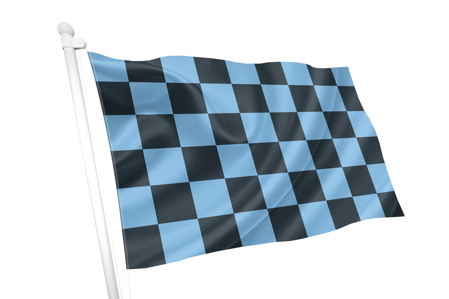 Azurblaue und weiße karierte Flagge