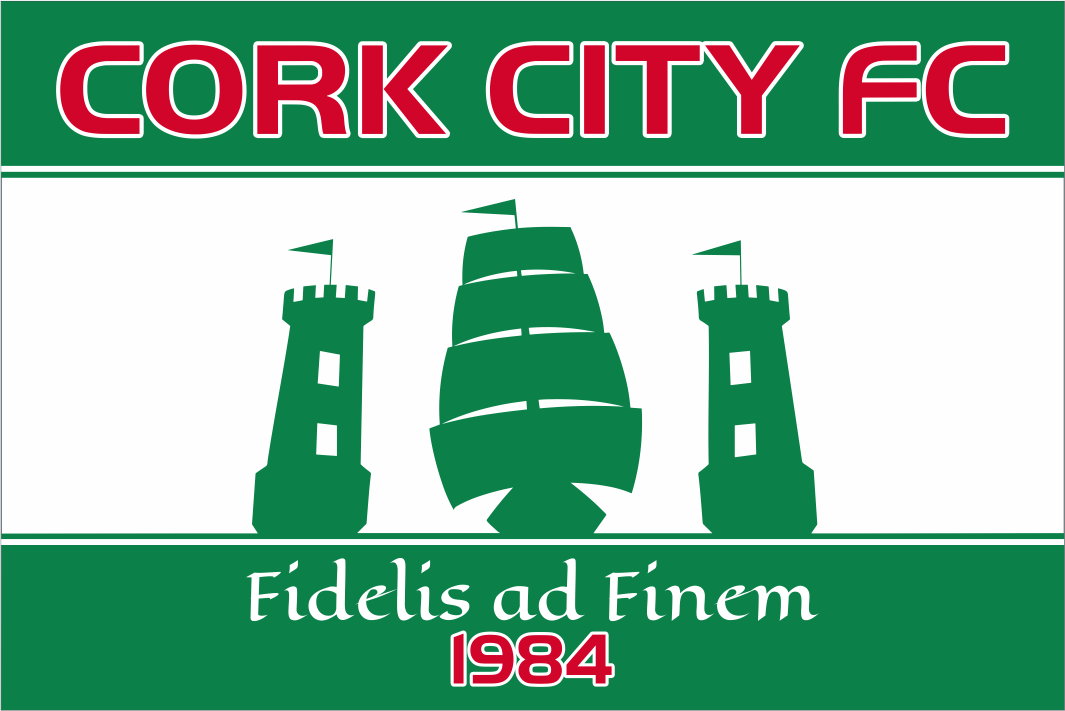 Cork City FC logo with green ship and towers on a white background