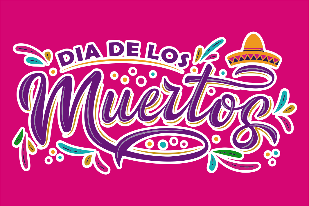 Dia de Los Muertos Flag - Hot Pink Background