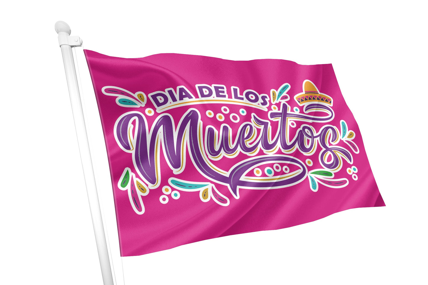 Dia de Los Muertos Flag - Hot Pink Background