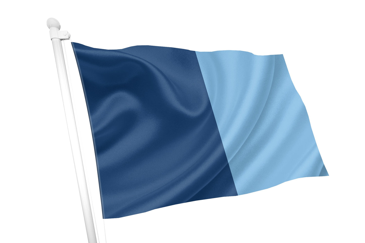 Dunkelblaue (Dark Royal) und hellblaue Flagge (Azure).