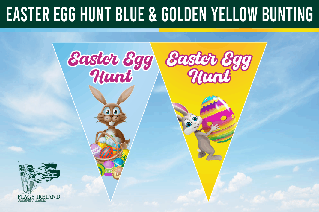 Easter Egg Hunt Blue & Golden yellow Bunting