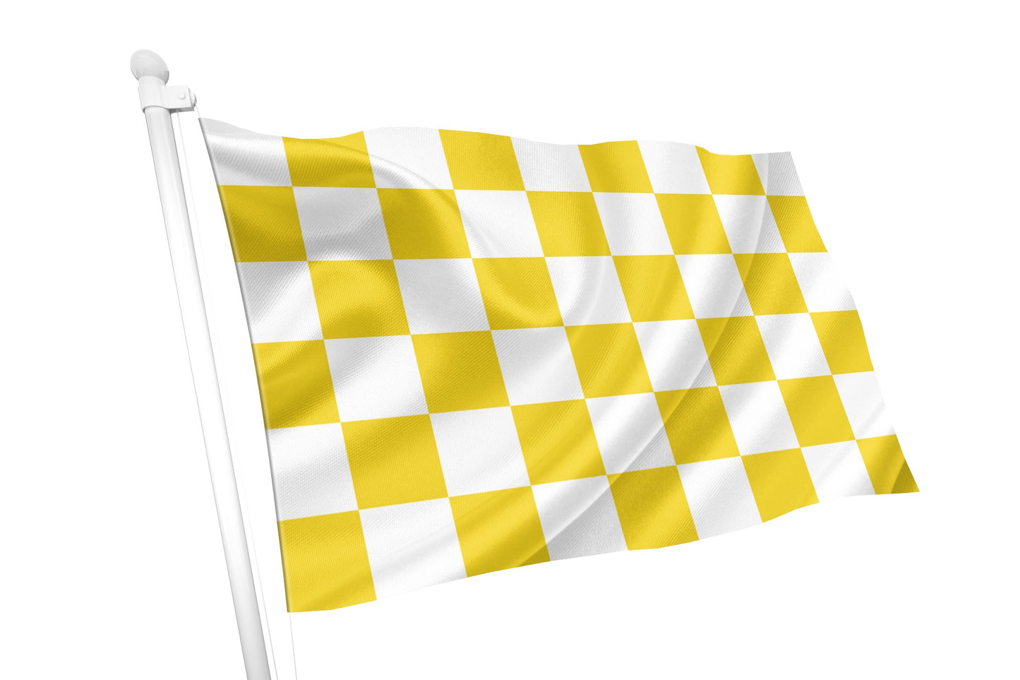 Goldgelbe und weiß karierte Zielflagge
