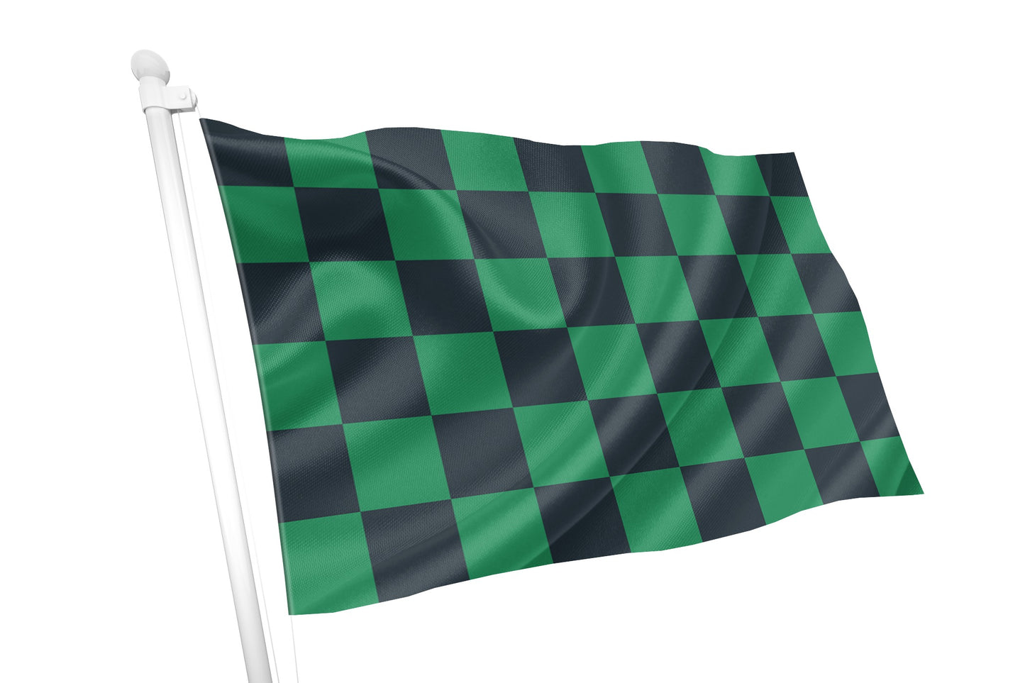 Bandeira quadriculada verde (nacional) e branca