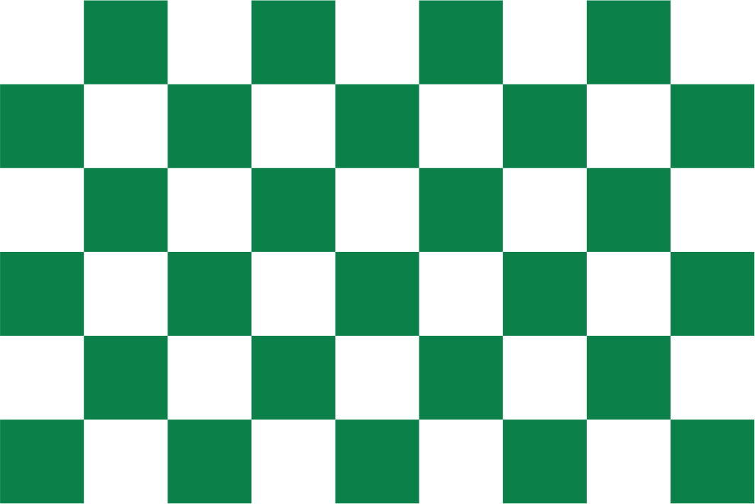 Bandeira quadriculada verde (nacional) e branca