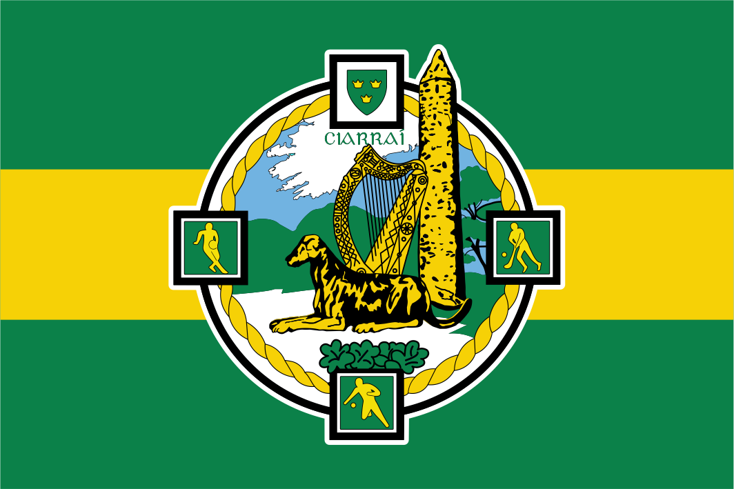 Kerry GAA Classic Crest Green and Gold Flag