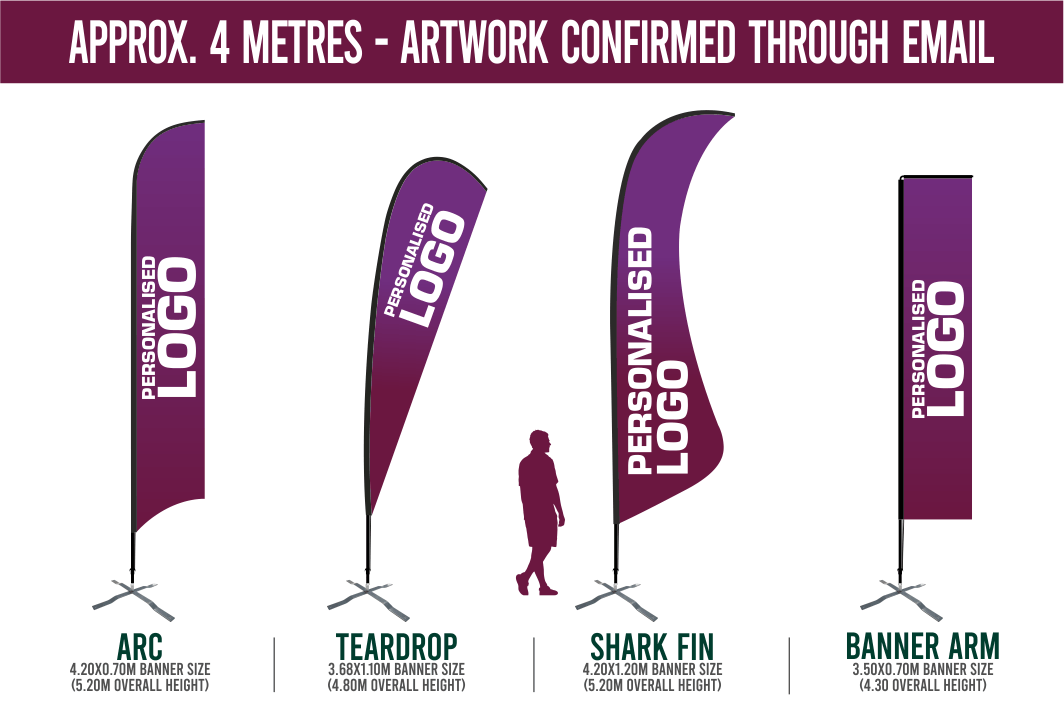 Large 4m Custom Feather Banner Package – Banner, Pole & Base