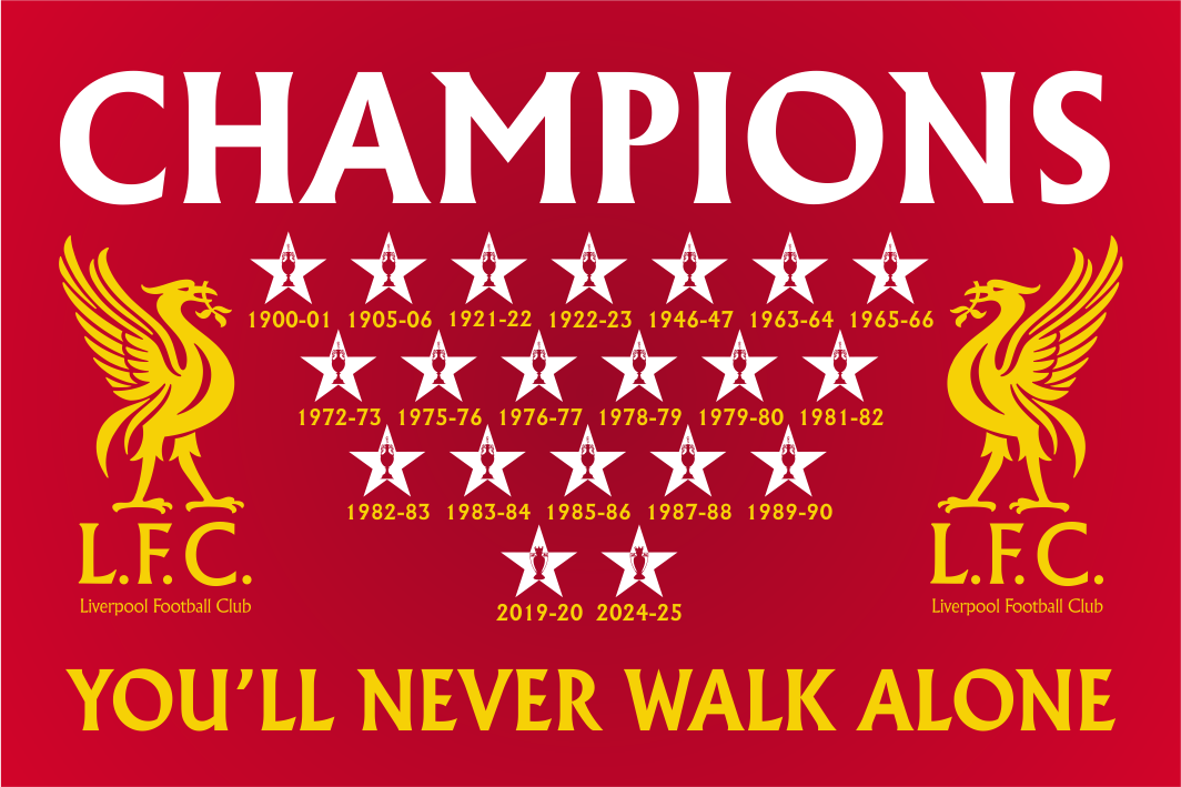 Liverpool FC Champions Star & Years Flag