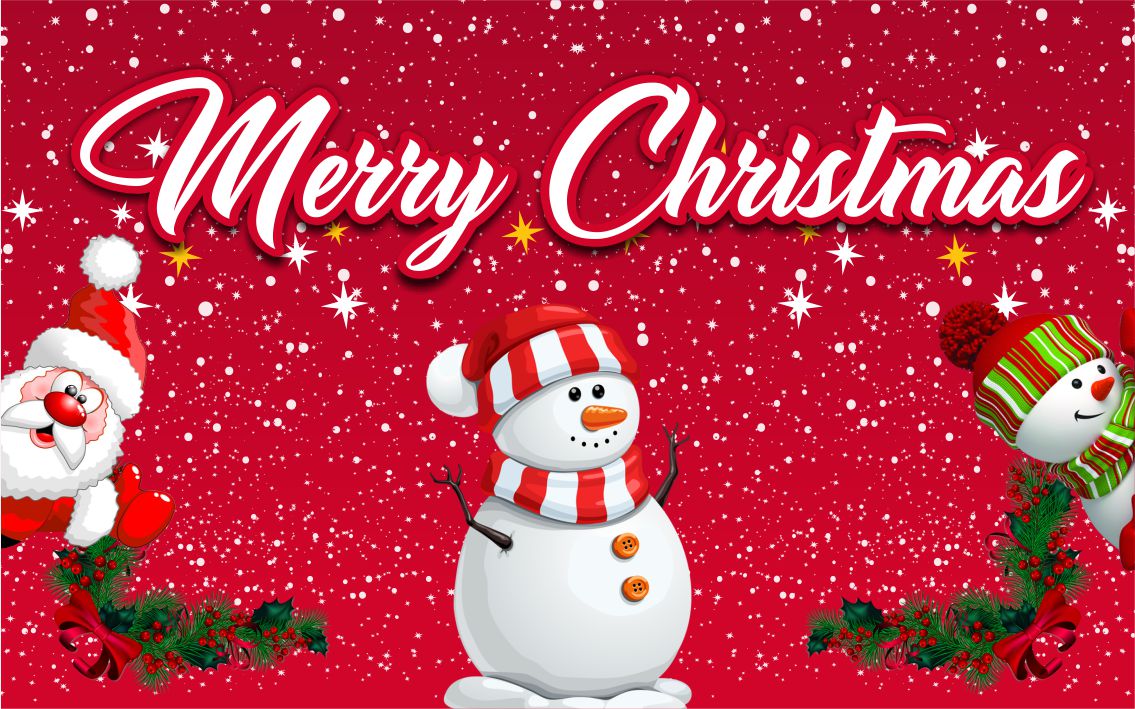 Merry Christmas Snowman Red Flag