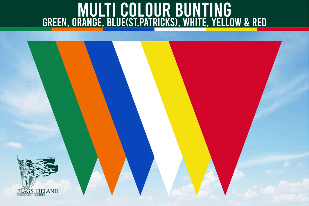 Estamenha multicolorida - Verde (Nacional), Laranja, Azul (St. Patricks), Branco, Amarelo e Vermelho