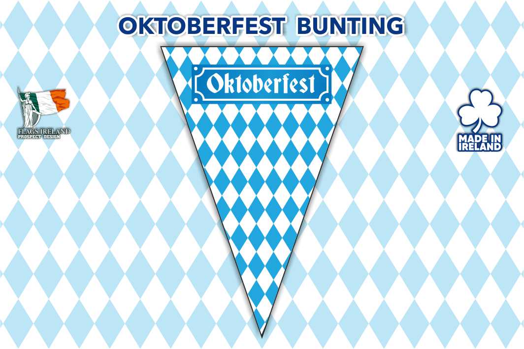 Estamenha triangular azul e branca da Oktoberfest