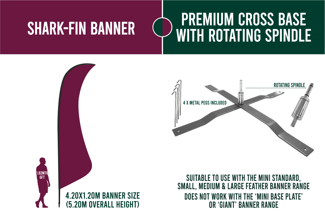 LARGE(approx. 4mtr) FEATHER BANNER PACKAGE - Banner, Pole & Bag + Base of your choice
