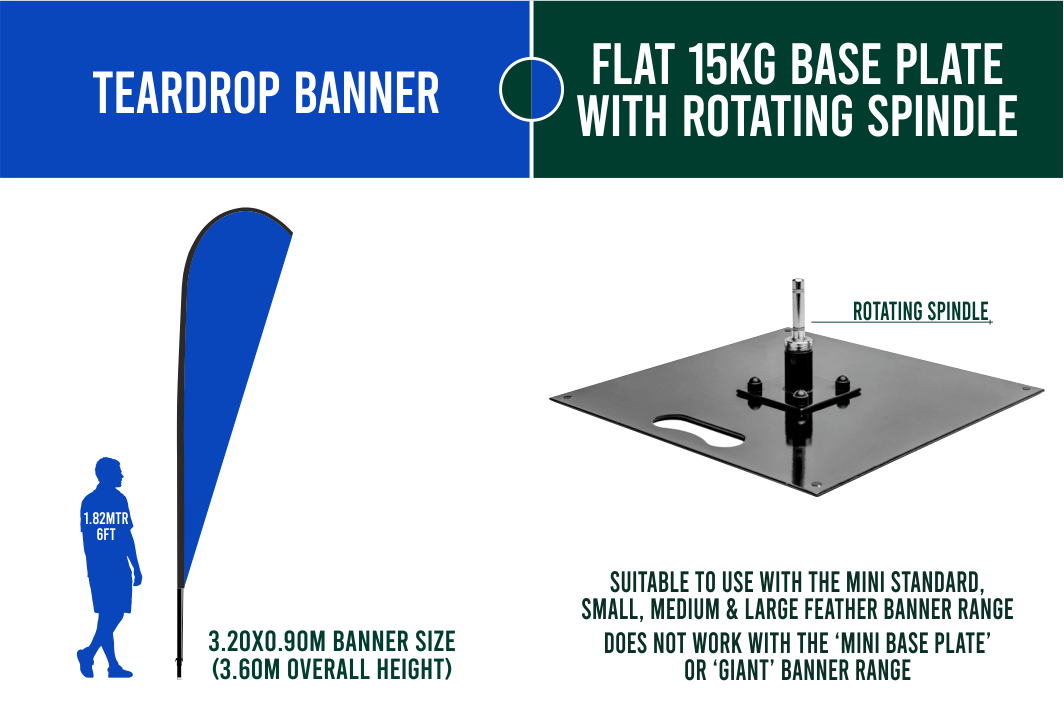 Medium 3m Custom Feather Banner Package – Banner, Pole & Base