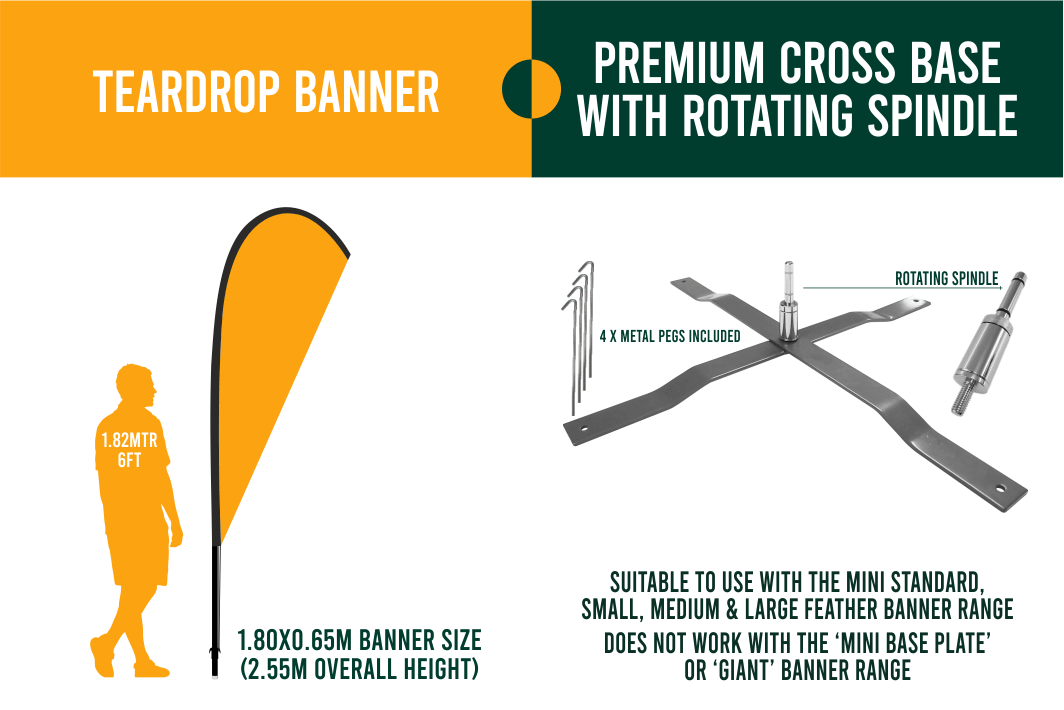 SMALL(approx. 2mtr) FEATHER BANNER PACKAGE - Banner, Pole & Bag + Base of your choice