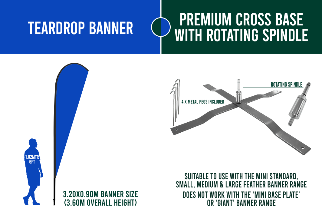 Medium 3m Custom Feather Banner Package – Banner, Pole & Base