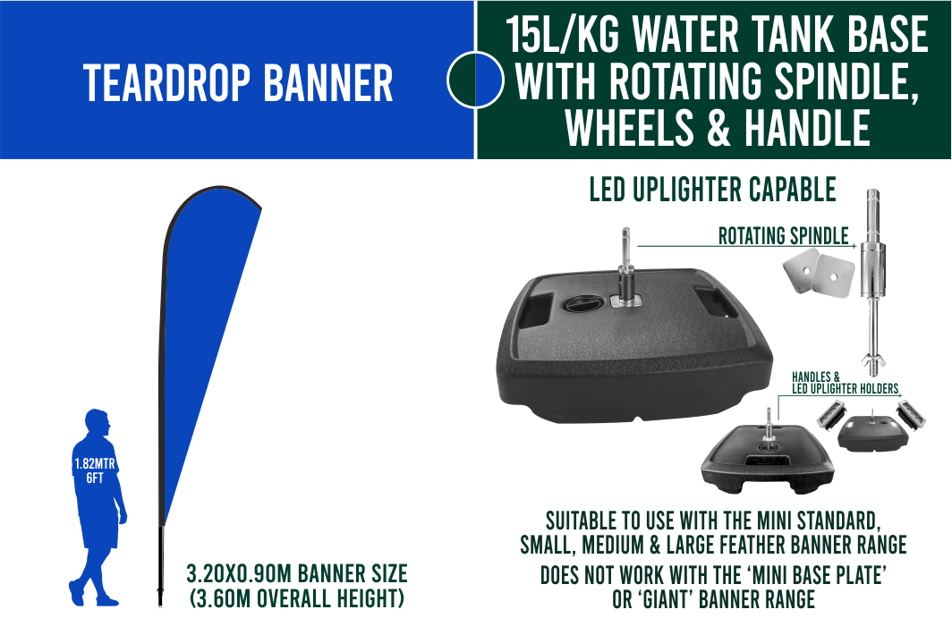 Medium 3m Custom Feather Banner Package – Banner, Pole & Base