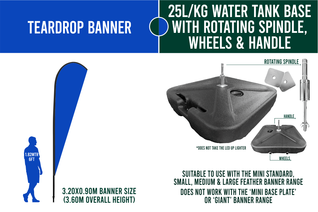 Medium 3m Custom Feather Banner Package – Banner, Pole & Base