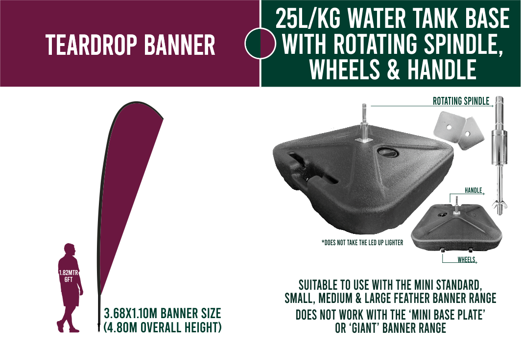 Large 4m Custom Feather Banner Package – Banner, Pole & Base