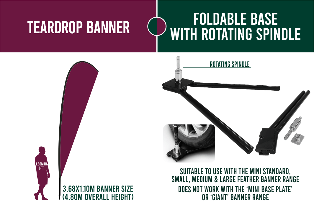 LARGE(approx. 4mtr) FEATHER BANNER PACKAGE - Banner, Pole & Bag + Base of your choice