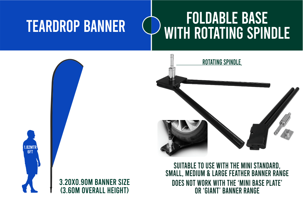 Medium 3m Custom Feather Banner Package – Banner, Pole & Base