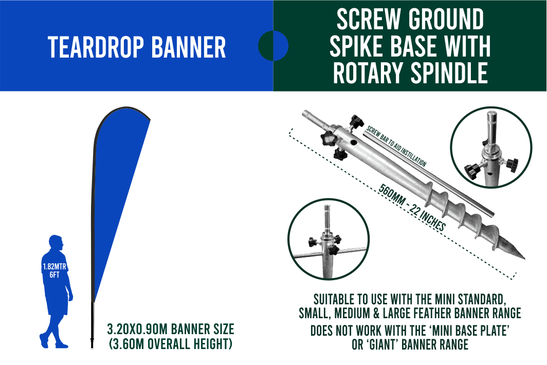 Medium 3m Custom Feather Banner Package – Banner, Pole & Base