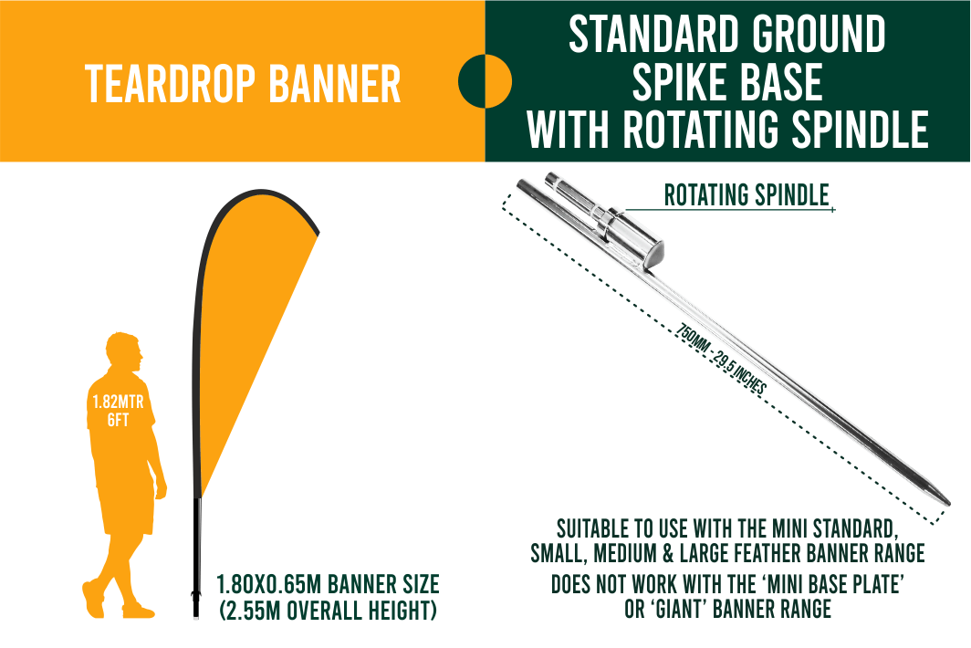 SMALL(approx. 2mtr) FEATHER BANNER PACKAGE - Banner, Pole & Bag + Base of your choice