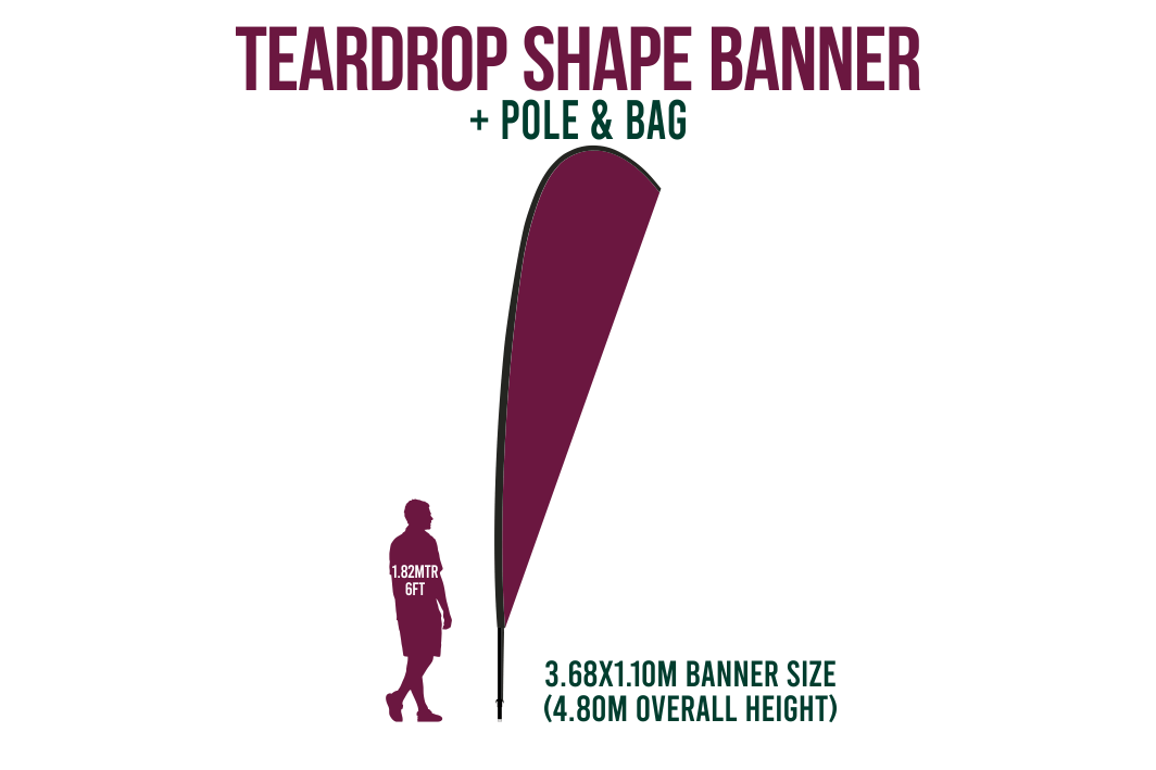 LARGE(approx. 4mtr) FEATHER BANNER PACKAGE - Banner, Pole & Bag + Base of your choice