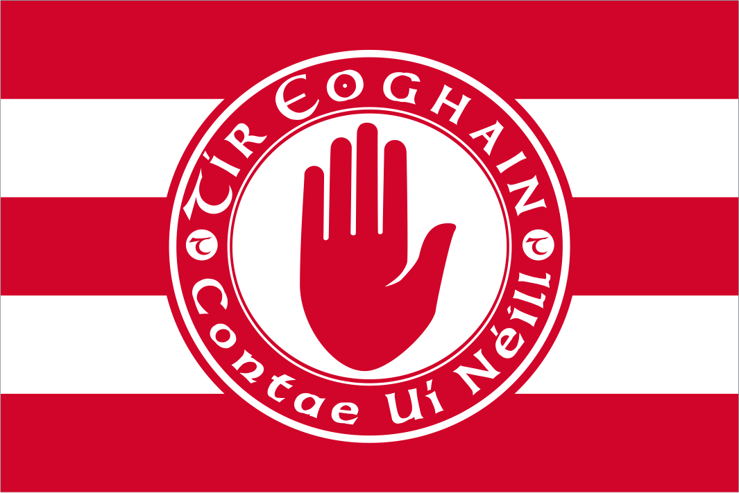 Tyrone GAA Crested Red and White Striped Flag