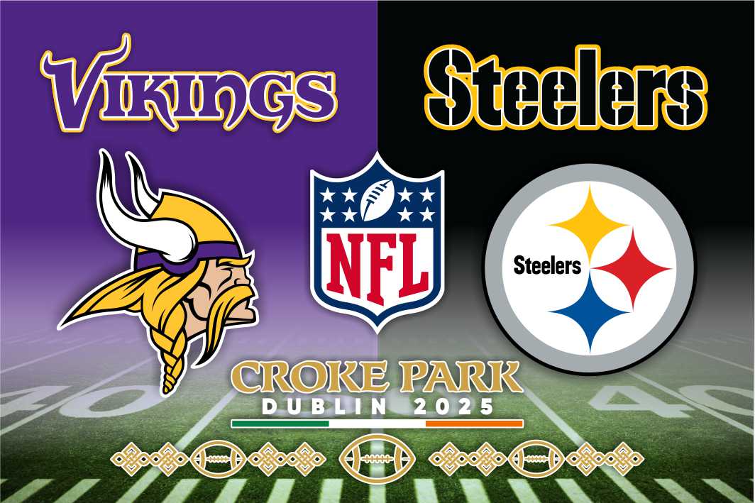 Vikings vs Steelers Flag – Croke Park Dublin 2025 Irish-Made NFL