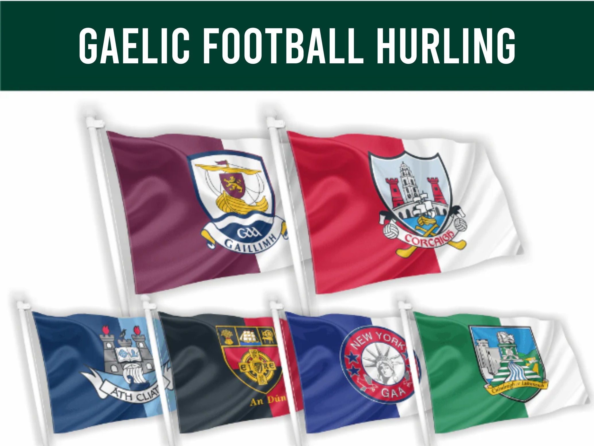 Gaelic Football & Hurling County Crested Flags - Made in Ireland ...