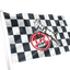 A black and white checkered flag on a white pole, featuring the red, white, and black 1. FC Köln logo with a goat graphic in the center, shown against a plain white background.