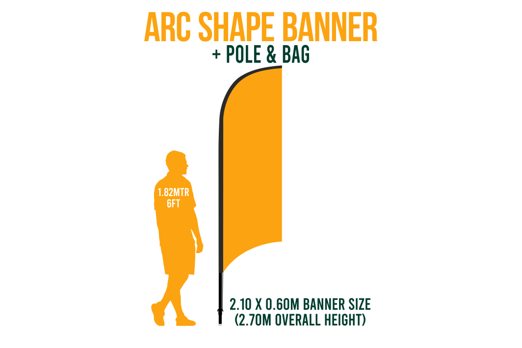 Arc shape feather banner kit. 2mtr size that includes the pole and bag.