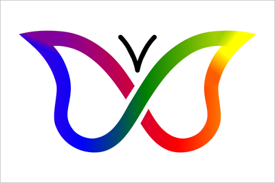 Colorful butterfly logo with a black checkmark on a white background. ADHD (Attention-Deficit/Hyperactivity Disorder) Flag