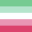 Abrosexual Pride Flag Color swatch with horizontal stripes of green, white, pink, and red.