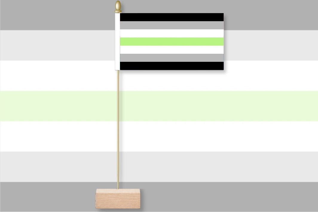 Agender Flag with black, green, and gray stripes on a white background