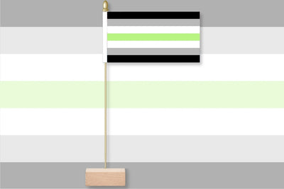 Agender Flag with black, green, and gray stripes on a white background
