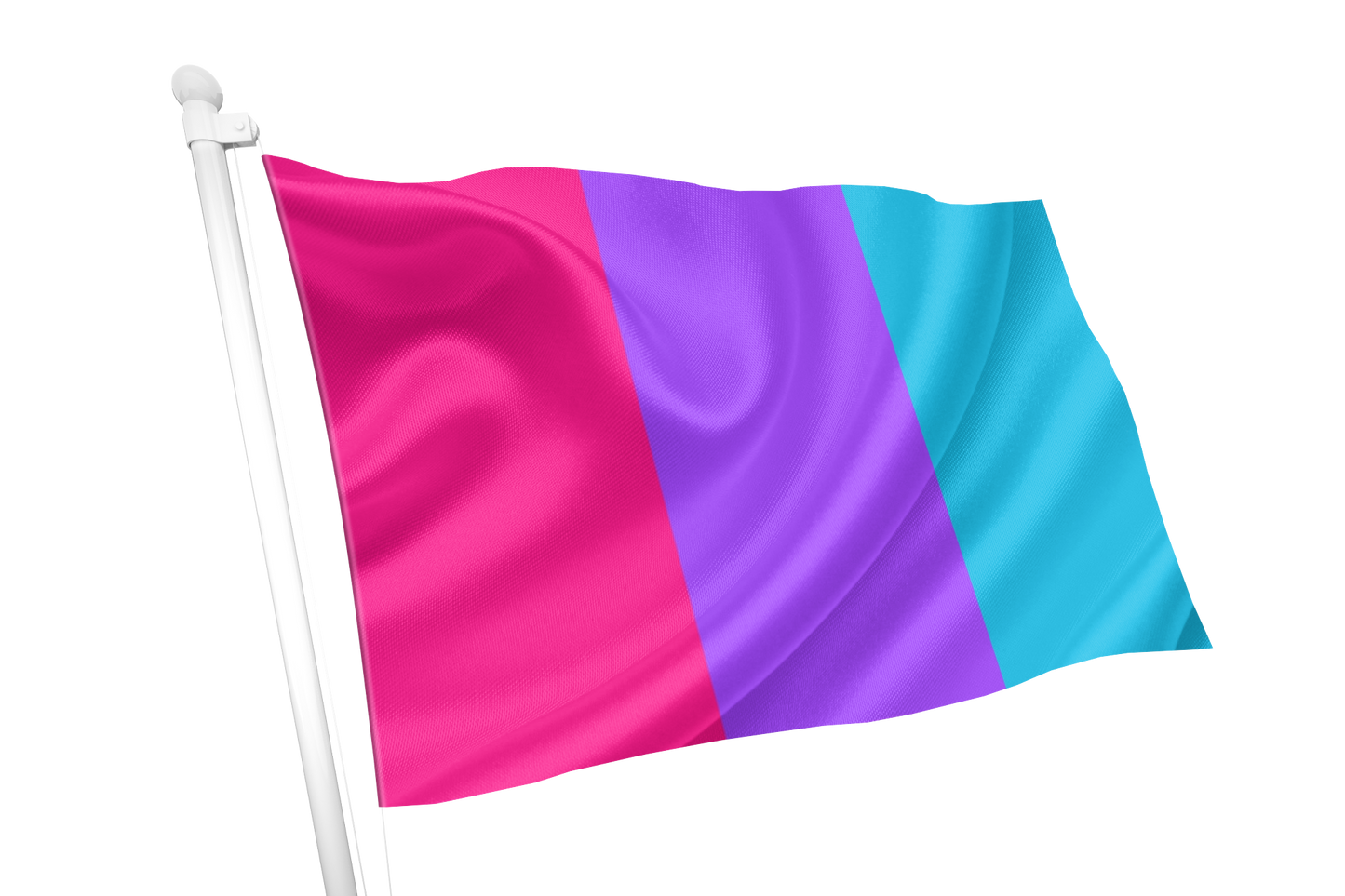 Androgyne Pride Flag with pink, purple, and blue stripes on a white background