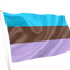 Androsexual Pride Flag with blue, brown, and purple horizontal stripes on a white background