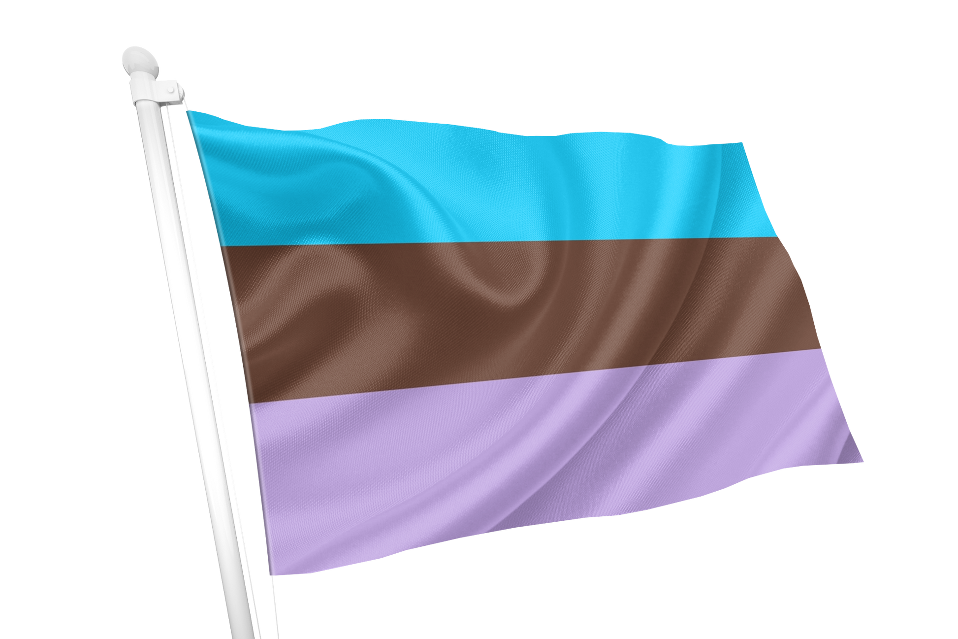 Androsexual Pride Flag with blue, brown, and purple horizontal stripes on a white background