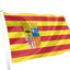 The flag of Aragon is a traditional banner featuring four horizontal red bars on a yellow field, officially adopted on August 10, 1982. It incorporates the regional coat of arms in the center, which consists of four quarters representing historical territories: Sobrarbe, the Cross of Íñigo Arista, the Cross of St George (or Alcoraz), and the Bars of Aragon.