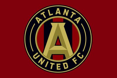 Atlanta United FC logo on a red background