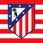 Atletico Madrid flag on a red and white striped background