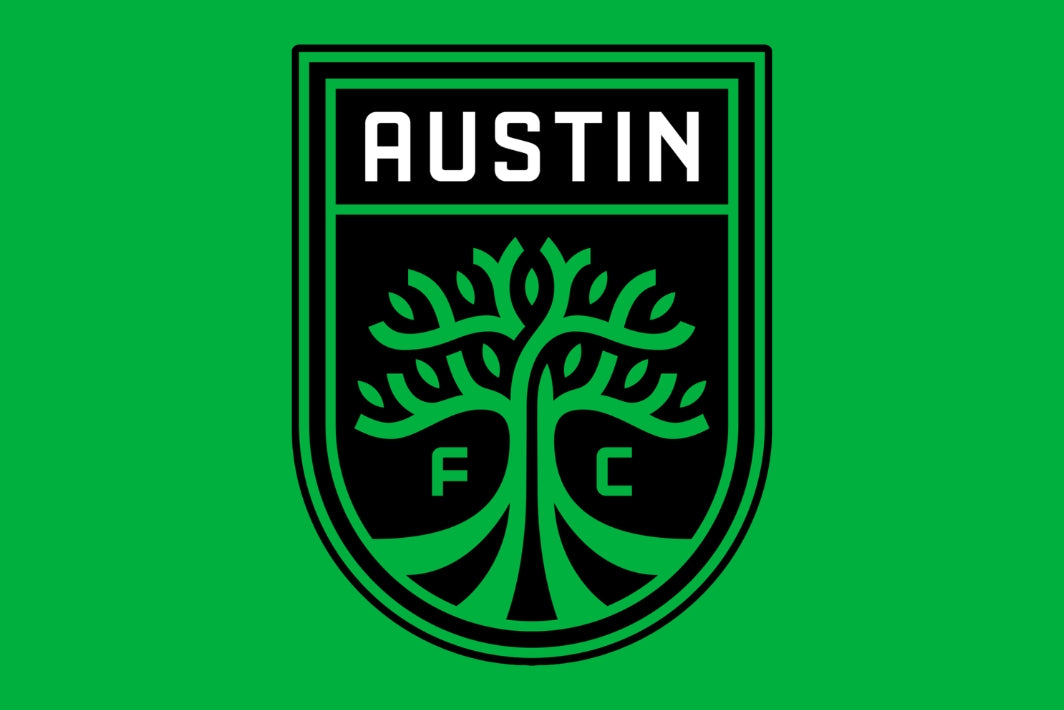 Logo of Austin FC with a tree design on a green background