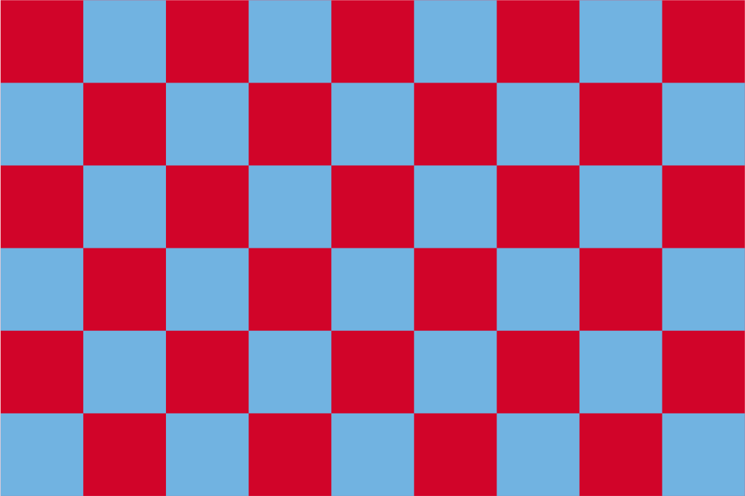 Azure Blue & Red Chequered Handwaver Flag