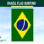 Brazil flag bunting with a blue sky background and 'Flags Ireland' logo.