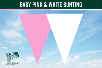 Bandeirinha rosa bebê e branco