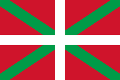 Flag with green and white cross on a red background. Basque Country Flag.