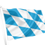 A blue and white diamond-patterned flag attached to a white flagpole, shown waving against a plain white background. Bavaria (Lozengy) Flag.
