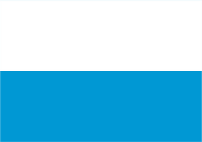 Bavaria Striped Flag. A simple two-color graphic with a white upper half and a bright blue lower half, split evenly by a horizontal line.